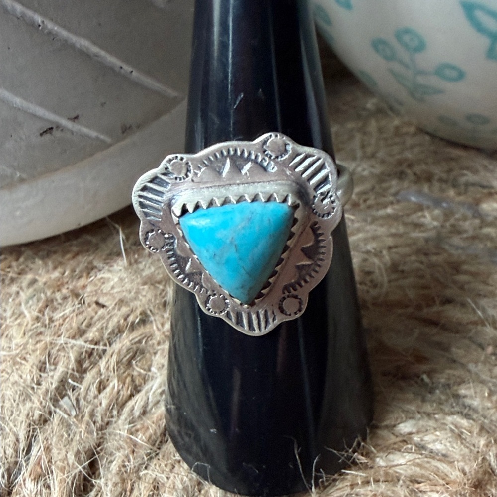 Sterling Silver and Turquoise Triangle Ring